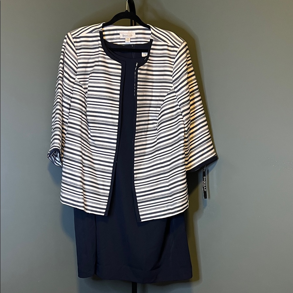 Danillo Navy and White Striped Blazer with Dress